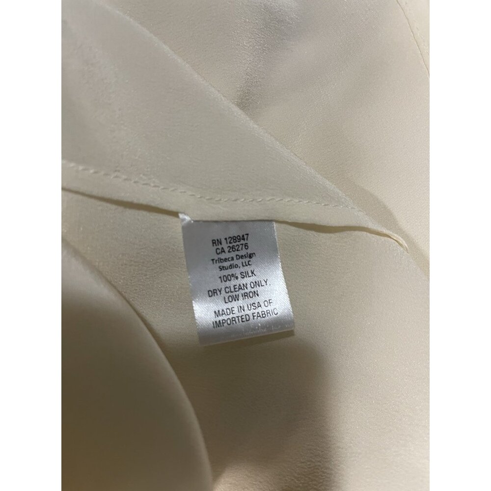 Nili Lotan Colt Ivory Silk Tie Neck Blouse Long Sleeve Made USA 100% Silk - Picture 6 of 7